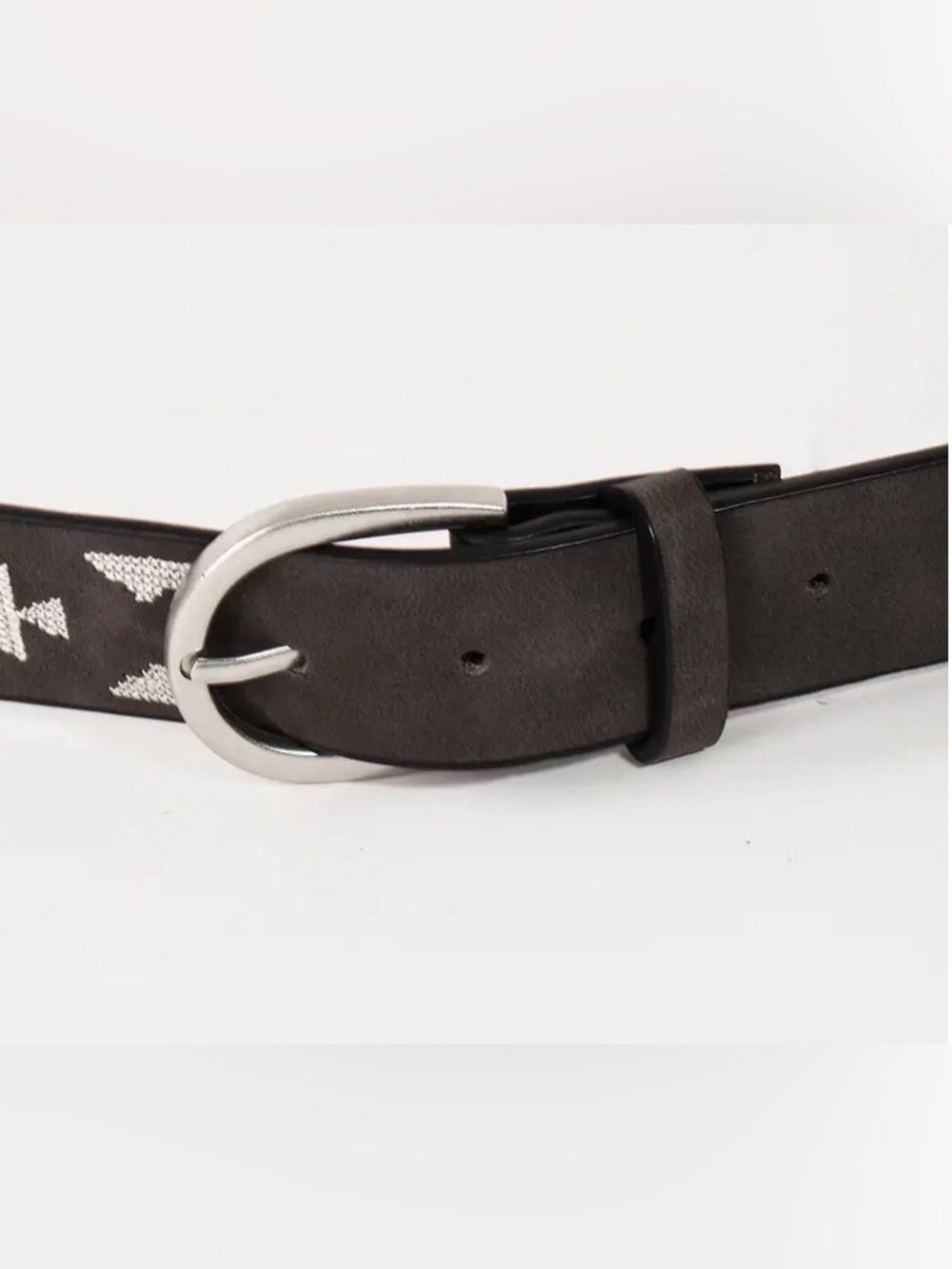 NWT Western Boho Embroidered Pattern Vegan Leather Belt Black - Picture 5 of 5